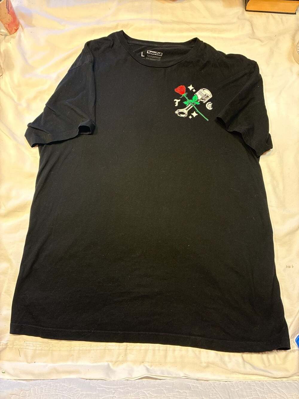 TunerCult Piston Rose Graphic Black T-Shirt
